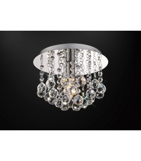 Flush Ceiling 1 Light E14, 250mm Round, Polished Chrome, Sphere Crystal - 2