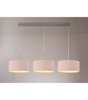 Baymont Satin Nickel 3 Light E27 Linear Pendant With 40cm x 18cm Dual Faux Silk Shade Taupe/Halo Gold-2