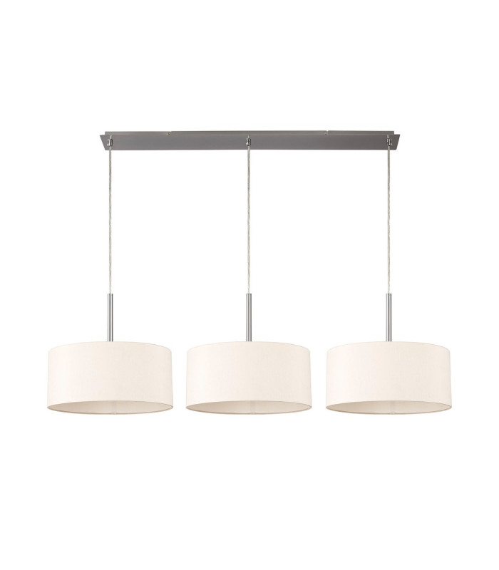 Baymont Satin Nickel 3 Light E27 Linear Pendant With 40cm x 18cm Dual Faux Silk Shade Nude Beige/Moonlight-4