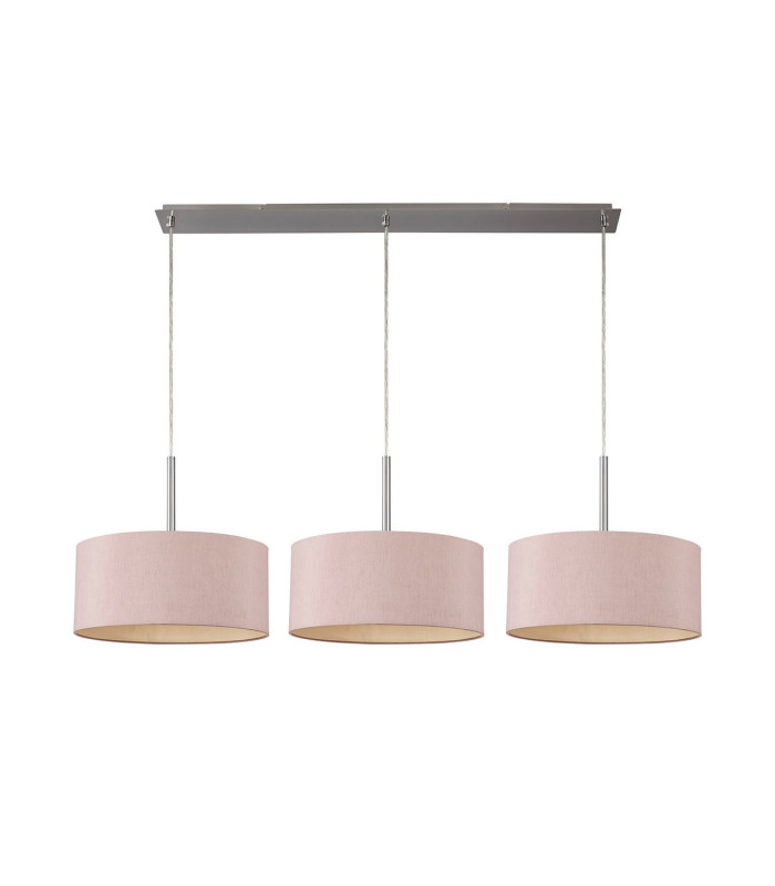 Baymont Satin Nickel 3 Light E27 Linear Pendant With 40cm x 18cm Dual Faux Silk Shade Taupe/Halo Gold-4