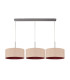Baymont Satin Nickel 3 Light E27 Linear Pendant With 40cm x 18cm Dual Faux Silk Shade Antique Gold/Ruby-4
