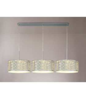 Baymont Polished Chrome 3 Light E27 Linear Pendant With 40cm x 18cm Silver Leaf Shade 3m-2