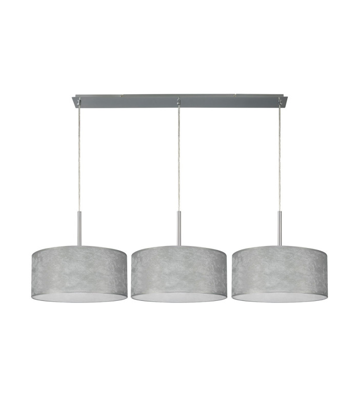 Baymont Polished Chrome 3 Light E27 Linear Pendant With 40cm x 18cm Silver Leaf Shade 3m-4