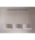 Baymont Satin Nickel 3 Light E27 Linear Pendant With 40cm x 18cm Faux Silk Shade Grey/White Laminate-11
