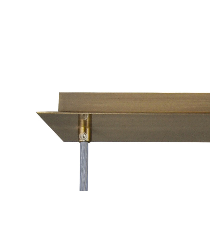 Baymont Antique Brass 3 Light E27 Linear Pendant With 40cm x 18cm Gold Leaf Shade 3m-6