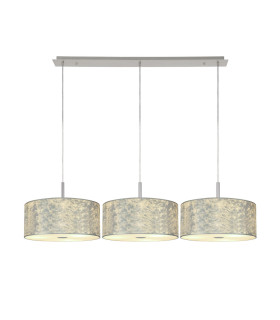 Baymont Polished Chrome 3 Light E27 Linear Pendant With 40cm x 18cm Silver Leaf Shade 3m-1