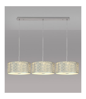 Baymont Polished Chrome 3 Light E27 Linear Pendant With 40cm x 18cm Silver Leaf Shade 3m-2