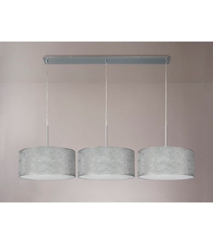 Baymont Polished Chrome 3 Light E27 Linear Pendant With 40cm x 18cm Silver Leaf Shade 3m-11