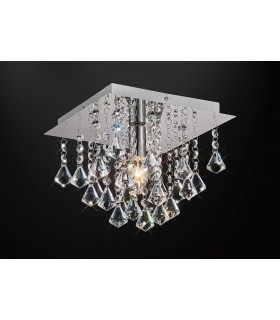 Flush Ceiling 1 Light E14, 250mm Square, Polished Chrome, Prism Crystal - 2
