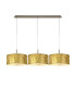 Baymont Antique Brass 3 Light E27 Linear Pendant With 40cm x 18cm Gold Leaf Shade 3m-1