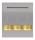 Baymont Antique Brass 3 Light E27 Linear Pendant With 40cm x 18cm Gold Leaf Shade 3m-2