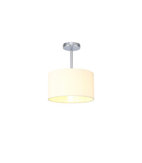 Baymont Polished Chrome E27 Semi Flush With 30cm x 17cm Faux Silk Shade Ivory Pearl/White Laminate-1