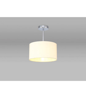 Baymont Polished Chrome E27 Semi Flush With 30cm x 17cm Faux Silk Shade Ivory Pearl/White Laminate-2