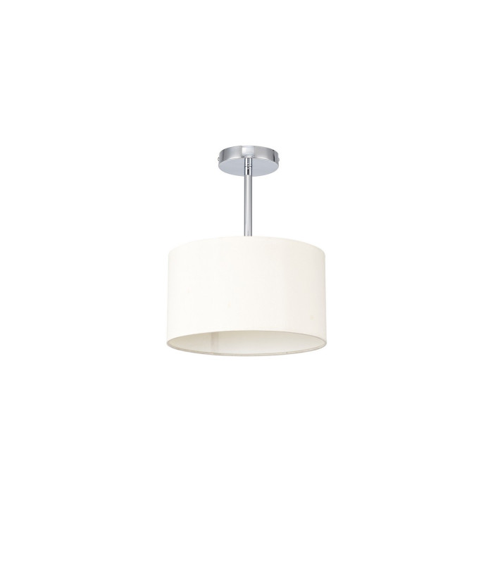 Baymont Polished Chrome E27 Semi Flush With 30cm x 17cm Faux Silk Shade Ivory Pearl/White Laminate-4