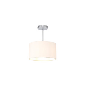 Baymont Polished Chrome E27 Semi Flush With 30cm x 17cm Dual Faux Silk Shade Nude Beige/Moonlight-1