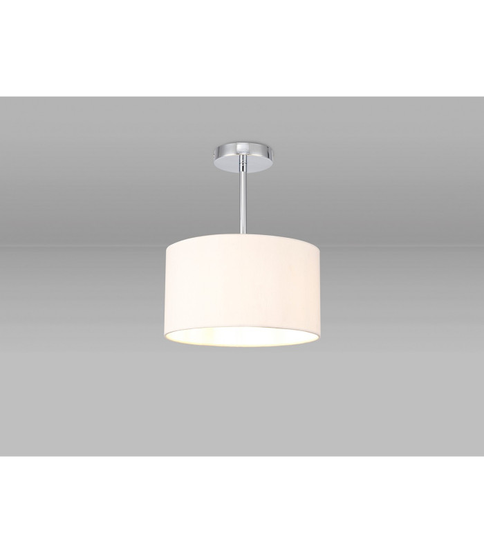 Baymont Polished Chrome E27 Semi Flush With 30cm x 17cm Dual Faux Silk Shade Nude Beige/Moonlight-2