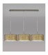 Baymont Antique Brass 3 Light E27 Linear Pendant With 40cm x 18cm Gold Leaf Shade 3m-13