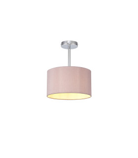 Baymont Polished Chrome E27 Semi Flush With 30cm x 17cm Dual Faux Silk Shade Taupe/Halo Gold-1