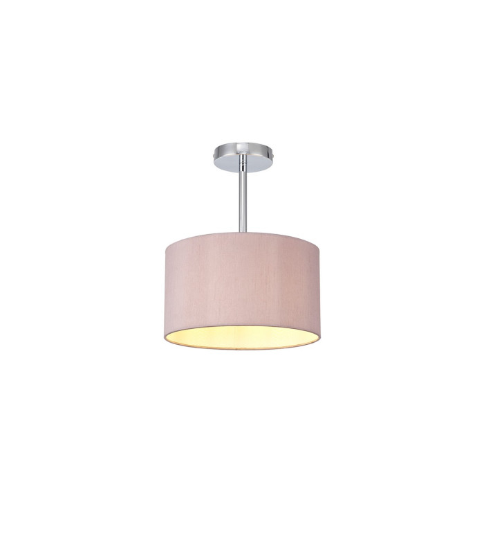 Baymont Polished Chrome E27 Semi Flush With 30cm x 17cm Dual Faux Silk Shade Taupe/Halo Gold-1