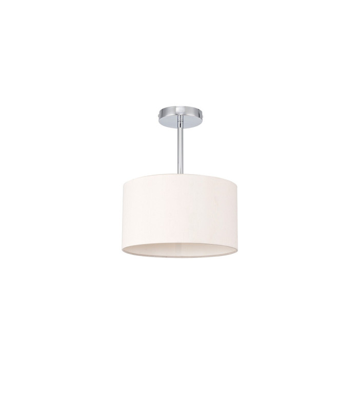 Baymont Polished Chrome E27 Semi Flush With 30cm x 17cm Dual Faux Silk Shade Nude Beige/Moonlight-4