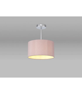 Baymont Polished Chrome E27 Semi Flush With 30cm x 17cm Dual Faux Silk Shade Taupe/Halo Gold-2