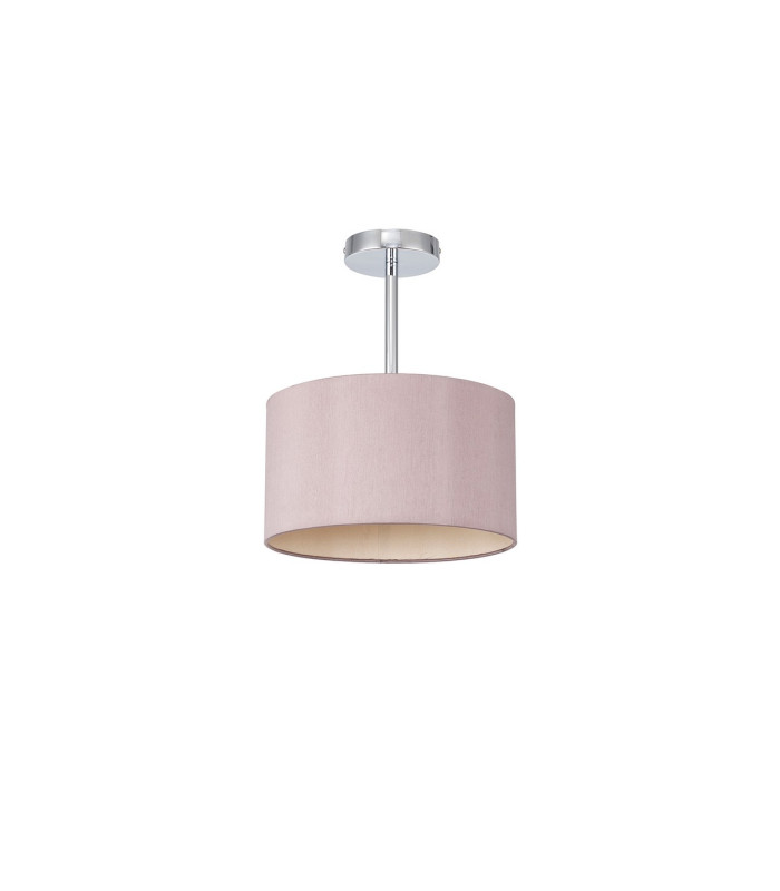 Baymont Polished Chrome E27 Semi Flush With 30cm x 17cm Dual Faux Silk Shade Taupe/Halo Gold-4