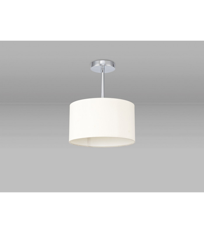 Baymont Polished Chrome E27 Semi Flush With 30cm x 17cm Faux Silk Shade Ivory Pearl/White Laminate-11