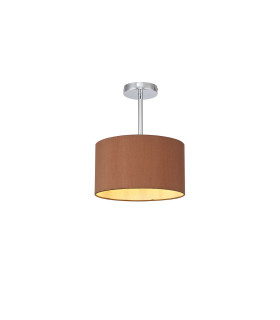 Baymont Polished Chrome E27 Semi Flush With 30cm x 17cm Dual Faux Silk Shade Raw Cocoa/Grecian Bronze-1