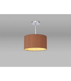 Baymont Polished Chrome E27 Semi Flush With 30cm x 17cm Dual Faux Silk Shade Raw Cocoa/Grecian Bronze-2