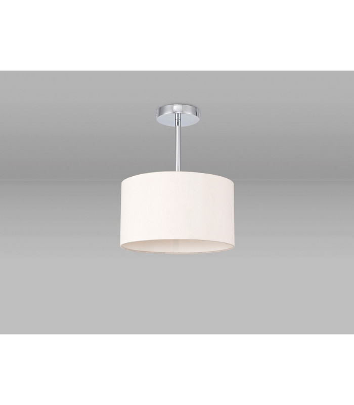 Baymont Polished Chrome E27 Semi Flush With 30cm x 17cm Dual Faux Silk Shade Nude Beige/Moonlight-11