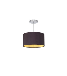 Baymont Polished Chrome E27 Semi Flush With 30cm x 17cm Dual Faux Silk Shade Midnight Black/Green Olive-1