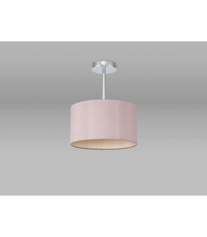 Baymont Polished Chrome E27 Semi Flush With 30cm x 17cm Dual Faux Silk Shade Taupe/Halo Gold-11