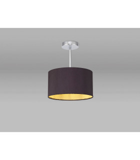 Baymont Polished Chrome E27 Semi Flush With 30cm x 17cm Dual Faux Silk Shade Midnight Black/Green Olive-2