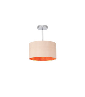 Baymont Polished Chrome E27 Semi Flush With 30cm x 17cm Dual Faux Silk Shade Antique Gold/Ruby-1