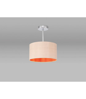 Baymont Polished Chrome E27 Semi Flush With 30cm x 17cm Dual Faux Silk Shade Antique Gold/Ruby-2
