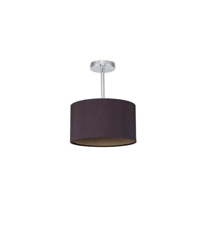 Baymont Polished Chrome E27 Semi Flush With 30cm x 17cm Dual Faux Silk Shade Midnight Black/Green Olive-4