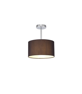 Baymont Polished Chrome E27 Semi Flush With 30cm x 17cm Faux Silk Shade Black/White Laminate-1