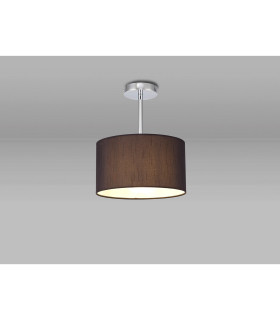 Baymont Polished Chrome E27 Semi Flush With 30cm x 17cm Faux Silk Shade Black/White Laminate-2