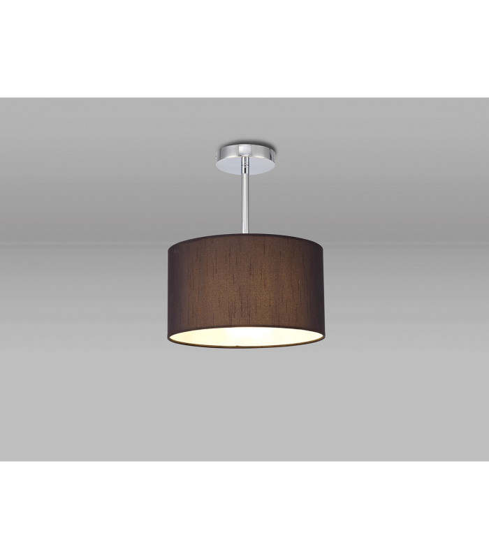 Baymont Polished Chrome E27 Semi Flush With 30cm x 17cm Faux Silk Shade Black/White Laminate-2