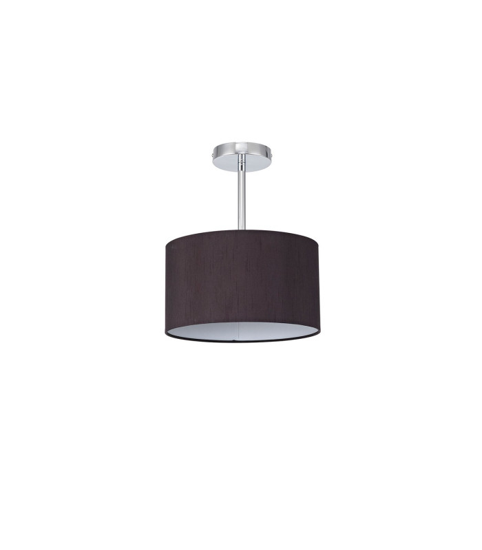 Baymont Polished Chrome E27 Semi Flush With 30cm x 17cm Faux Silk Shade Black/White Laminate-4