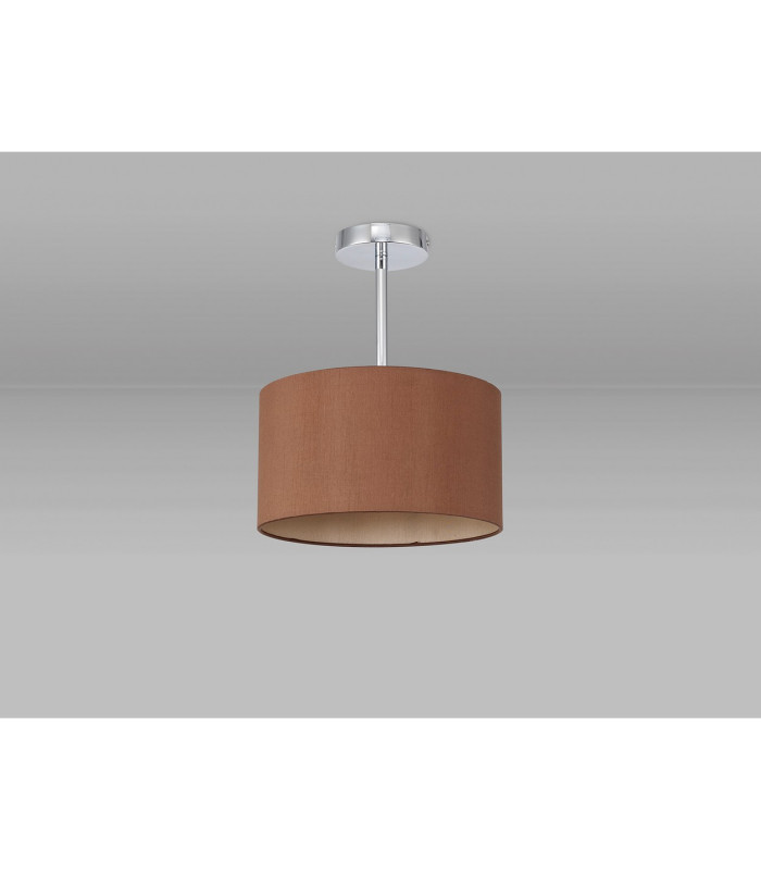 Baymont Polished Chrome E27 Semi Flush With 30cm x 17cm Dual Faux Silk Shade Raw Cocoa/Grecian Bronze-11