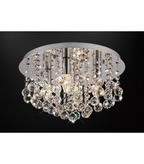 Flush Ceiling 4 Light E14, 380mm Round, Polished Chrome, Sphere Crystal - 2