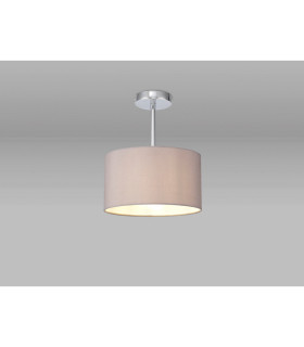 Baymont Polished Chrome E27 Semi Flush With 30cm x 17cm Faux Silk Shade Grey/White Laminate-2