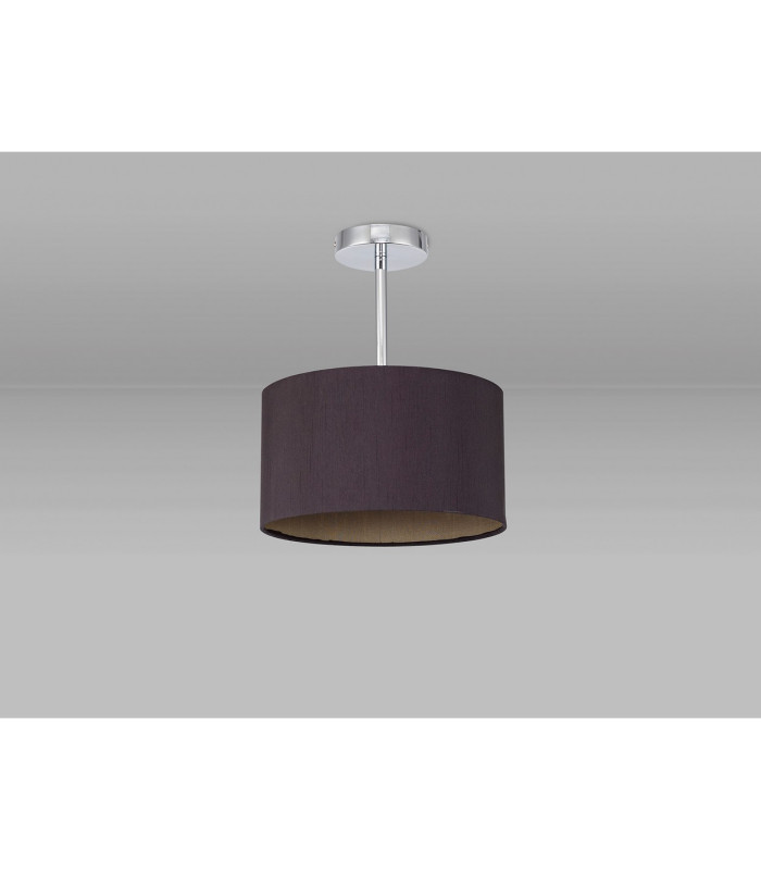 Baymont Polished Chrome E27 Semi Flush With 30cm x 17cm Dual Faux Silk Shade Midnight Black/Green Olive-11