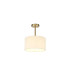 Baymont Antique Brass E27 Semi Flush With 30cm x 17cm Faux Silk Shade Ivory Pearl/White Laminate-1