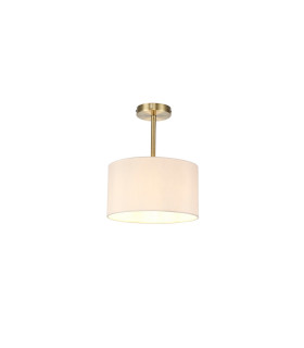 Baymont Antique Brass E27 Semi Flush With 30cm x 17cm Dual Faux Silk Shade Nude Beige/Moonlight-1