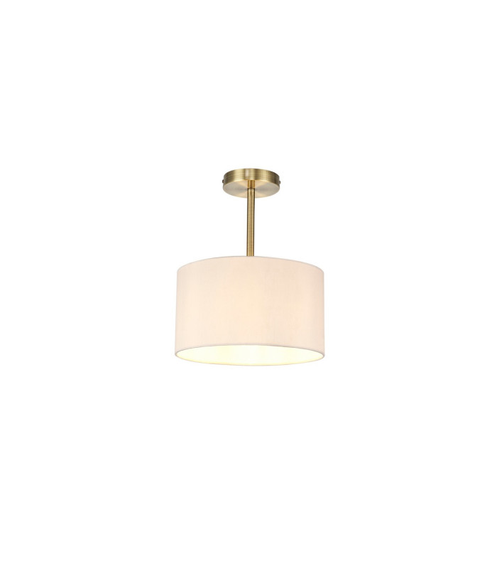 Baymont Antique Brass E27 Semi Flush With 30cm x 17cm Dual Faux Silk Shade Nude Beige/Moonlight-1
