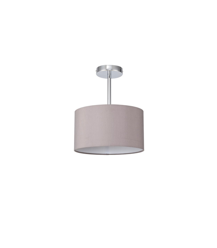 Baymont Polished Chrome E27 Semi Flush With 30cm x 17cm Faux Silk Shade Grey/White Laminate-4