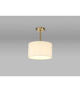 Baymont Antique Brass E27 Semi Flush With 30cm x 17cm Faux Silk Shade Ivory Pearl/White Laminate-2