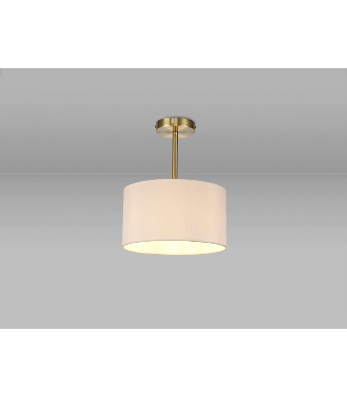 Baymont Antique Brass E27 Semi Flush With 30cm x 17cm Dual Faux Silk Shade Nude Beige/Moonlight-2